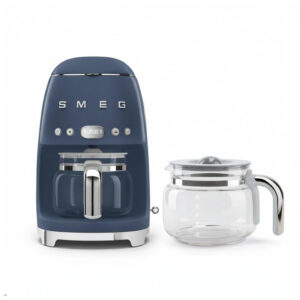 Cafeteira Gotejamento Retro Smeg – 10 xícaras Programável com Jarra Extra Azul Marinho DCF02 DCF12 – 120V