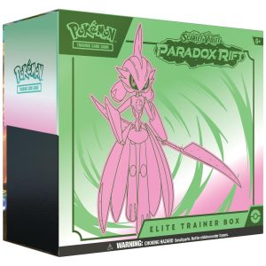 Elite Trainer Box Pokémon TCG Scarlet & Violet Paradox Rift Iron Valiant com 9 Boosters Sleeves e Acessórios