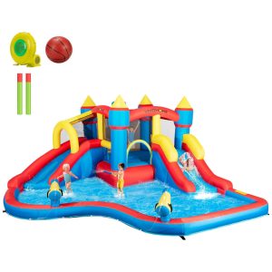 VIVOHOME Parque Aquático Inflável com Piscina Gigante e Escorregador - 457x426 m - Diversão Garantida para Crianças no Quintal