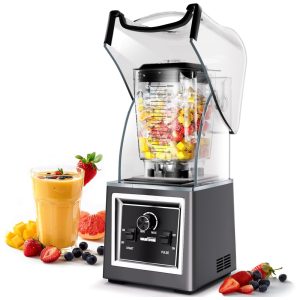Liquidificador Profissional 2L com Escudo Removível e Tecnologia à Prova de Som 110V 2000W WantJoin Cinza