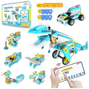 Kit de Robôs Programáveis para Crianças a partir de 6 anos - 200 em 1 Brinquedos de Construção de Robôs RC Kit de Codificação Educacional Makerzoid