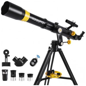 Telescópio Astronômico 45x450 com Adaptador de Celular e Controle Remoto sem Fio Koolpte Preto
