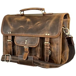 RUSTIC TOWN SHS151104ADN Bolsa Pasta de Couro Masculina para Laptop Marrom