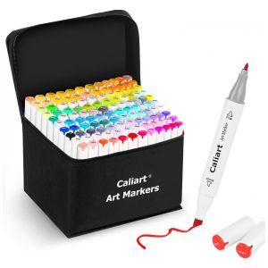 Kit de Canetas Profissionais com Pontas Duplas e Estojo 121 Peças Caliart