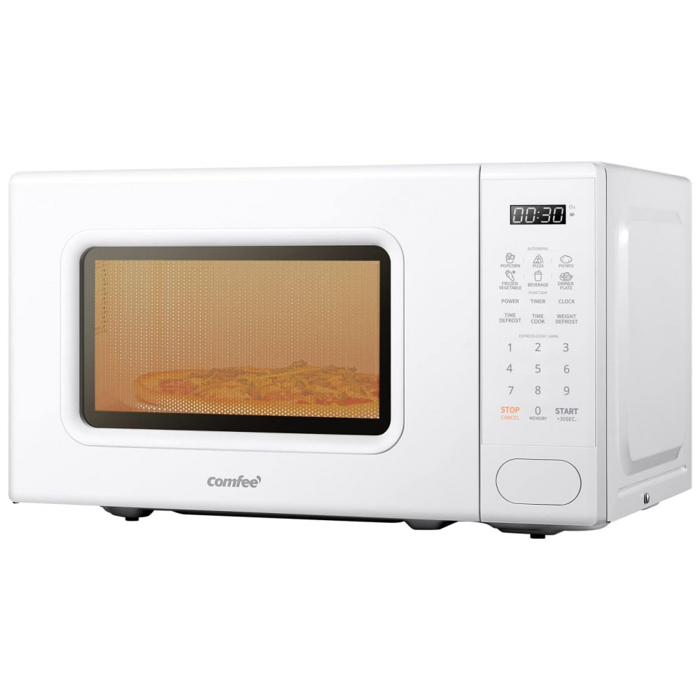 Micro Ondas de Bancada Retrô 19L com 11 Níveis de Potência 110V 700W COMFEE C20M1WB Branco