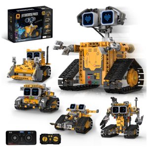 Kit de robô STEM 5 em 1 Sciencow com controle remoto e montagem modular amarelo e preto