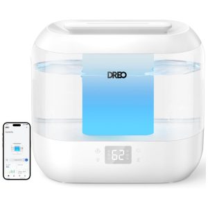 Umidificador Ultrassônico Dreo Smart 4L digital controle por app e voz 28dB timer nightlight 36h 110V branco