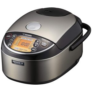 Panela de Arroz Elétrica até 55 Xícaras não Cozidas com Função de Aquecer 110V Zojirushi NP NWC10XB Cinza