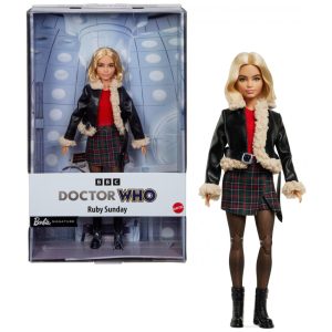 Boneca Barbie Ruby Sunday Doctor Who colecionável 14ª temporada com base e certificado de autenticidade 2025