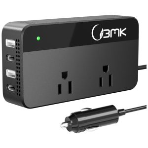 Inversor de Potência Automotivo 200W 4 portas USBc Tela LCD BMK BLUEMICKEY A2LG37GR6X8NOG Preto