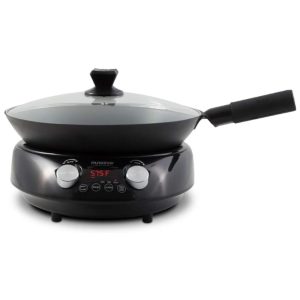Cooktop de Indução Portátil com 6 Configurações de Temperatura Predefinidas e Panela de Aço Carbono de 35cm Incluída 110V 1500W Nuwave Preto