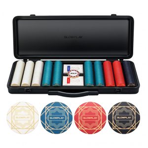 Maleta de Poker 500 Peças com Fichas sem Numeração em Cerâmica e Revestimento Alemão de Alta Qualidade SLOWPLAY Preta