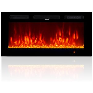 Lareira Elétrica oneinmil 91cm Embutida na Parede c/ LED 12 Chamas e Cores Timer Ajustável Controle Remoto com Tela - Aconchego Garantido!