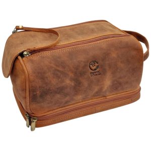 Necessaire Masculina Vintage de Couro com Forro à Prova d RUSTIC TOWN RT6312FLR Lilás