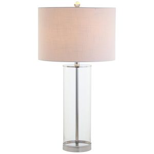 Abajur Luminária de Mesa em Vidro Moderna Contemporânea com 73 cm de Altura para Quarto Sala de Estar Escritório e Estante 110V 100W JONATHAN Y Transparente e Cromada