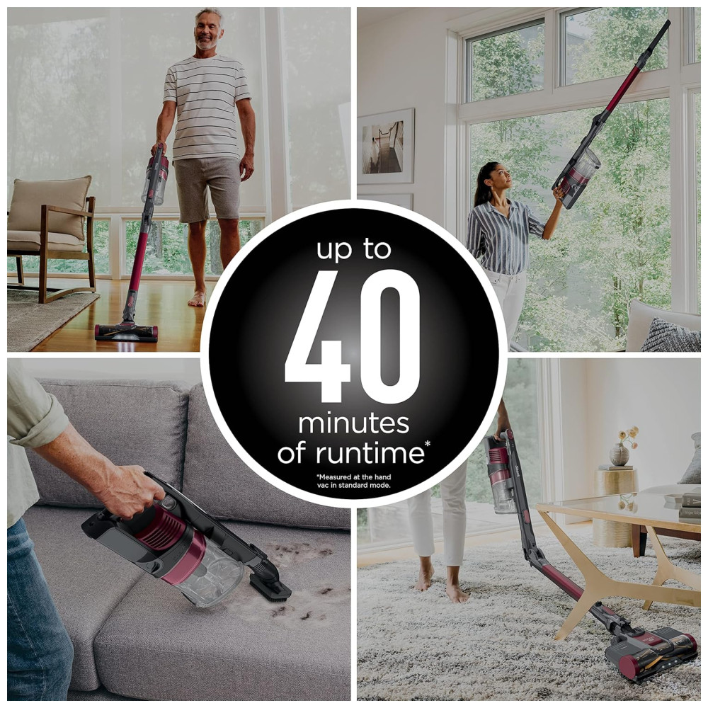 Aspirador de Pó Flexível Sem Fio Recarregável Capacidade 400 ml SHARK IZ163H Rosa escuro - Imagem 10