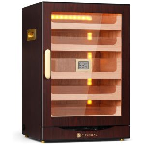 Umidor para Charutos com Luz LED Automática Tamanho Extra Grande para 250 Charutos Revestimento de Cedro Espanhol Fechamento Magnético.Glencreag