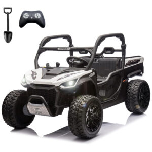 Carro Elétrico Infantil Jeep Basculante com Controle Remoto 2 Lugares Música Pneus EVA e 2 Velocidades 24V Karbost Branco