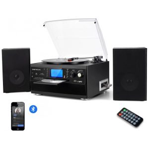 Toca-discos Bluetooth DIGITNOW com Alto-falante Estéreo Conversor de Vinil LP para MP3 com CD Cassete Rádio Auxiliar e Codificação USBSD