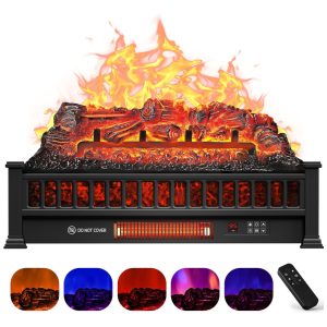 Lareira Elétrica Ecológica 26" 66 cm com Controle Remoto Proteção Contra Superaquecimento Cores de Chama Ajustáveis e Temporizador 110V 1500W Alpaca IH-2093N Preta