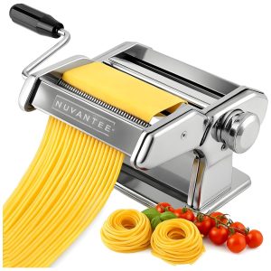 Nuvantee Pasta Maker com 7 Configurações de Espessura Ajustável 2 em 1 Noodle Maker com Rolos e Cortador Faça Espaguete Fettuccine Lasanha e Mais