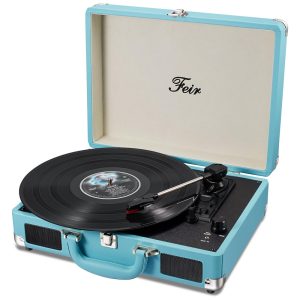 Vitrola Toca Discos com Plataforma 3 Velocidades sem fio 78 RPM 110v FEIR TP 204 Azul