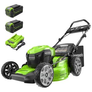 Cortador de Grama Autopropelido Greenworks 40V sem Escova Inteligente e Eficiente - 75 Ferramentas Compatíveis 2 Baterias de 4.0Ah e Carregador