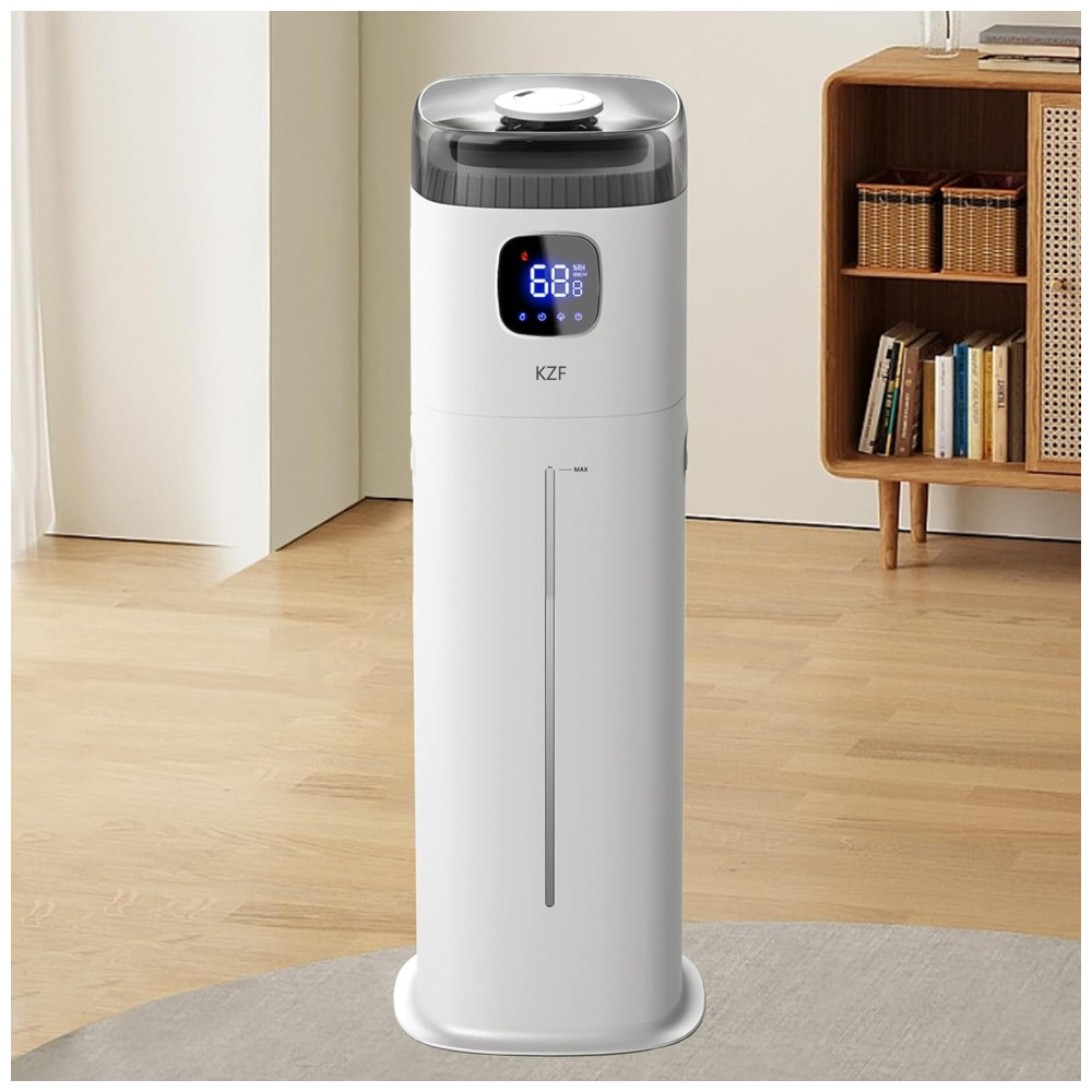 Umidificador Ultrassônico 9L com Controle de Umidade Umidistato Bico de 360° e Autonomia da Bateria de 72H 110V 25W KZF Branco