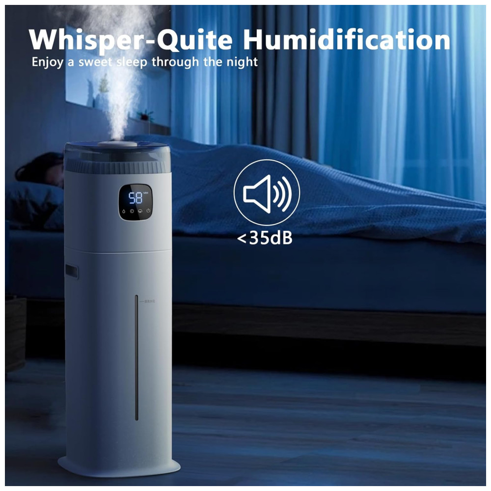 Umidificador Ultrassônico 9L com Controle de Umidade Umidistato Bico de 360° e Autonomia da Bateria de 72H 110V 25W KZF Branco - Imagem 6