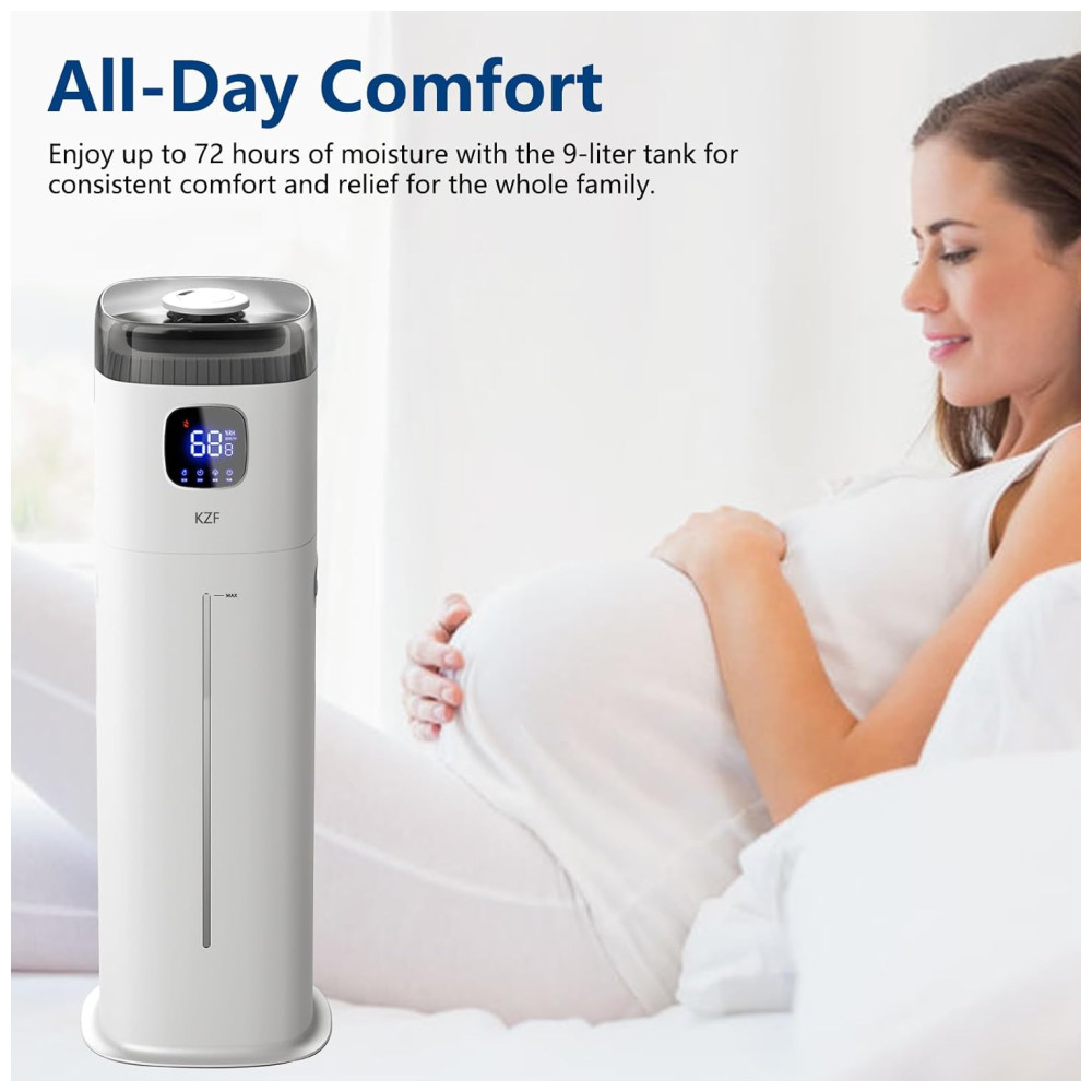 Umidificador Ultrassônico 9L com Controle de Umidade Umidistato Bico de 360° e Autonomia da Bateria de 72H 110V 25W KZF Branco - Imagem 7