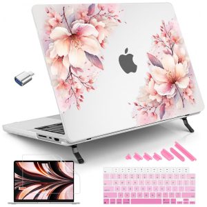Capa Rígida Tuiklol MacBook Pro 14" Floral Branco – Modelos A3112 A3401 A3185 A2918 A2992 A2779 A2442 com Protetor e Teclado