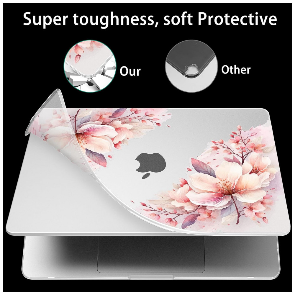 Capa Rígida Tuiklol MacBook Pro 14" Floral Branco – Modelos A3112 A3401 A3185 A2918 A2992 A2779 A2442 com Protetor e Teclado - Imagem 3