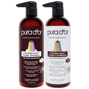 Shampoo e Condicionador Óleo de Argan Loiros Prateados Coloridos Homens Mulheres 473ml PURA DOR B07X13KBRY Marrom Escuro