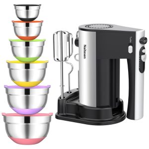 Batedeira Elétrica com 6 Tigelas com Tampas Herméticas110V 600W Naitesen Preta