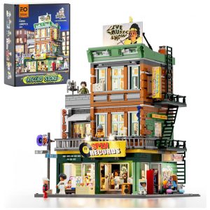 FUNWHOLE Set de Blocos de Montar Loja de Discos com Iluminação - 1980 Peças para Adultos e Adolescentes