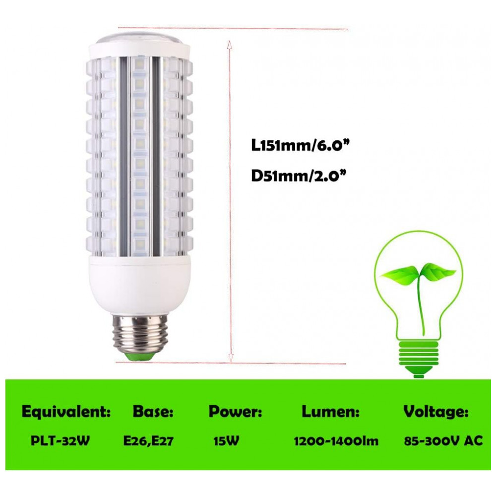 Lâmpada LED Milho E27 15W 360° Luz Quente 1400LM Alta Potência Substitui CFL 32W Econômica Fácil Instalação,E-Simpo - Imagem 2