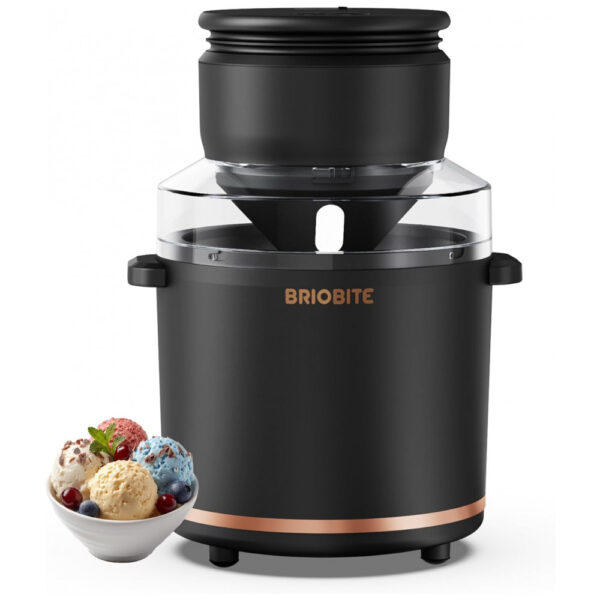 Máquina de Sorvete Elétrica de 1,04 Litros para Gelato, Milkshakes e Sorvetes, Perfeita para 23 Porções, Fácil de Usar e Limpar - Preto