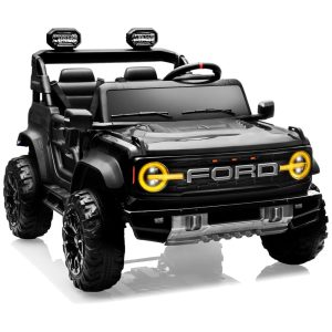 Carro Elétrico Licenciado Ford Bronco Raptor 24V para Crianças Grandes 2 Lugares com Controle Remoto Preto 24V First Ride On