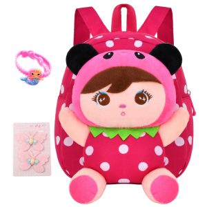 Mochila infantil Suerico BAG004 com boneca de pelúcia destacável em lona para crianças de 1 a 5 anos