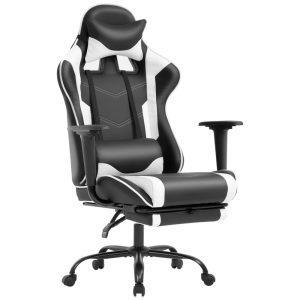 Cadeira de Escritório Gamer Reclinável e Ergonômica com Apoio para Lombar Branca BESTOFFICE Branco