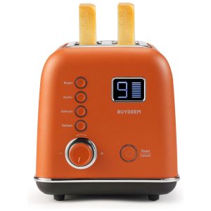 Torradeira Elétrica 2 Fatias com 9 Níveis e Temporizador LCD BUYDEEM DT730 110V 800W Laranja
