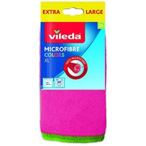 Pano de Limpeza de Microfibra Lavável e Reutilizável 2 UN Vileda Verde e Rosa