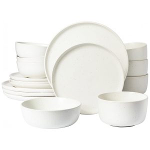 Aparelho de Jantar com 16 Peças em Cerâmica Faiança Reativa Serve 4 Pessoas Gibson Elite James Street Branco