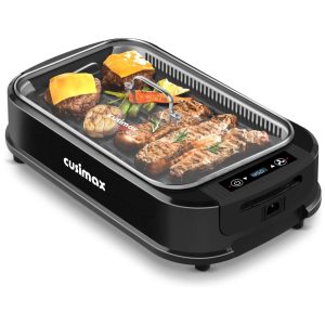 CUSIMAX Churrasqueira Elétrica Portátil com Antiaderente 1500W 110V Preta