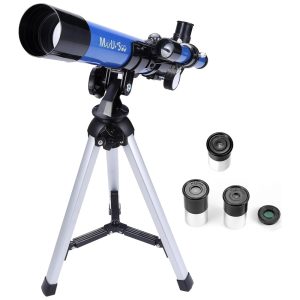 Telescópio Astronômico 400x com 3 Oculares de Ampliação e Espelho da Lua MaxUSee Azul