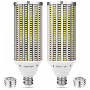Lâmpada LED tipo corn DragonLight 120W 14.400 lúmens luz branca 5000K base E26/E39 uso interno e externo pacote com 2 110V