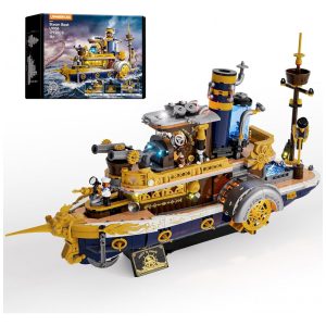 Conjunto de blocos de montar Lumibricks Steampunk Steamship navio a vapor steampunk com iluminação LED 1792 peças