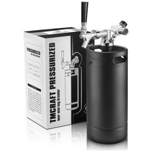 Chopeira Portátil 5L com Torneira e Regulador de CO2 Aço Inoxidável TMCRAFT Preto