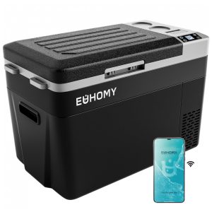 Geladeira e Freezer Portátil 30 L com Compressor Elétrico 12 24 V DC 110 240 V AC EUHOMY Preto