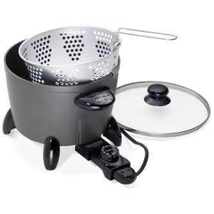 Fritadeira Elétrica á Óleo 56L com Superfície Antiaderente e Controle de Temperatura 110V 1300W Presto 06003 Preta